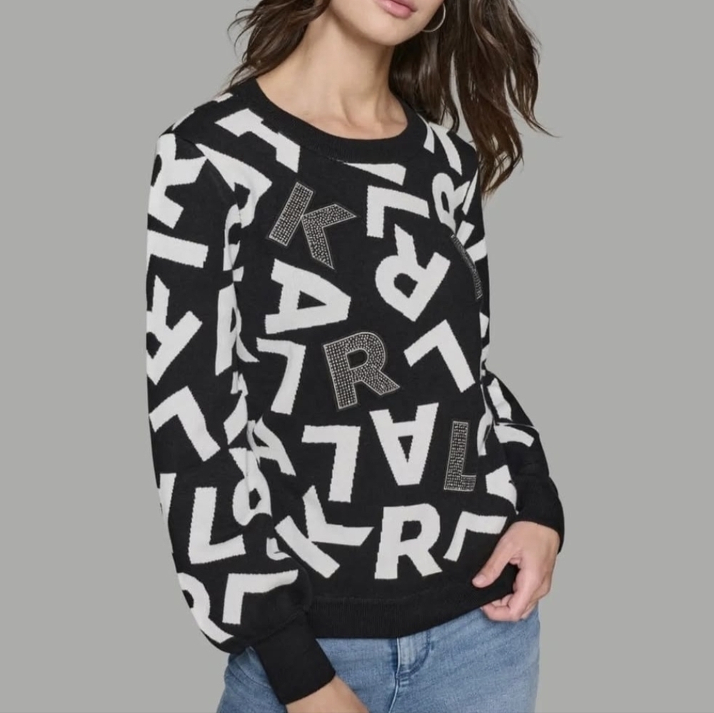 Karl Lagerfeld Iconic Logo Embellished Sweater | Size: XL NWT